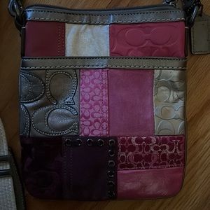 Coach crossbody pink patchwork bag like new